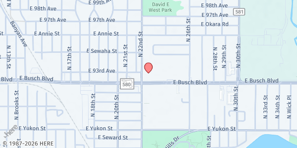 Map showing Trinity Cafe 2 at 2202 East Busch Boulevard, Tampa, FL