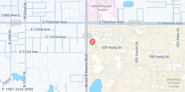 Map showing USF BEHAVIORAL EARLY STEPS at 13101 Bruce B Downs Boulevard, Tampa, FL