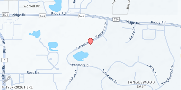 Map showing Positive Parenting Classes for Florida - Tanglewood East at 8282 Sycamore Drive, Tanglewood East, FL