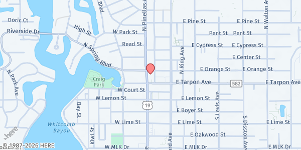 Map showing St. Nicholas at 36 North Pinellas Avenue, Tarpon Springs, FL