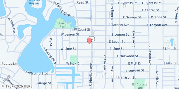 Map showing The Shepherd Center at 304 S. Pinellas Ave, Tarpon Springs, FL
