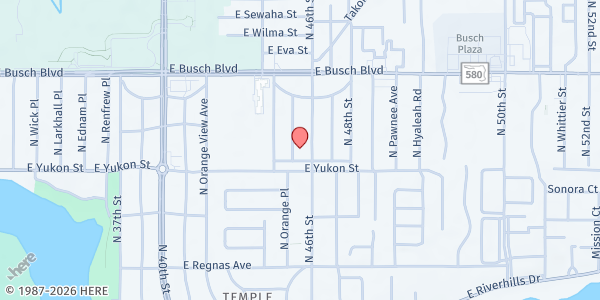 Map showing Bible Based Fellowship Temple Terrace at 8718 North 46th Street, Temple Crest, FL