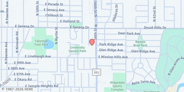 Map showing Mission Hill Church at 10002 North 56th Street, Temple Terrace, FL