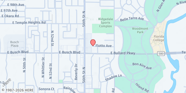 Map showing Temple Terrace Elementary Food Pantry at 124 Flotto Avenue, Temple Terrace, FL