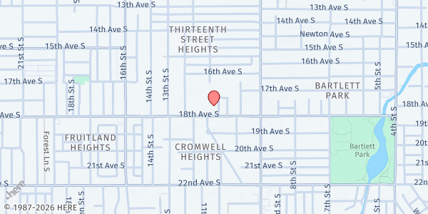 Map showing Johnson Branch Library at 1059 18th Avenue South, Thirteenth St Heights, FL