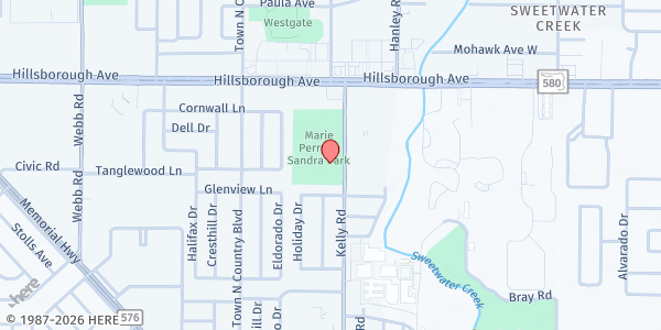 Map showing Boricuas de Corazon Inc - Tampa Office at 5120 Kelly Road, Town N County Park, FL