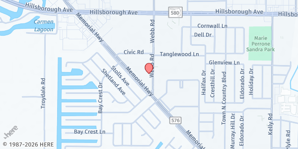 Map showing Tampa Town & Country Seventh-Day Adventist Church at 4828 Webb Road, Town N County Park, FL