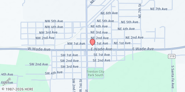 Map showing Food Pantry of Gilchrist county inc at 112 NE 1st Ave, Trenton, FL