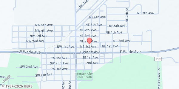 Map showing I Am Born Again Ministries at 203 NE 2nd St, Trenton, FL