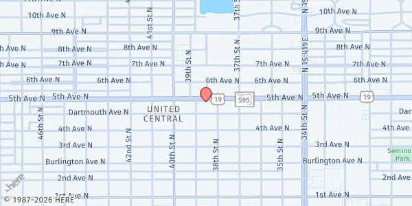 Map showing Caring Community Counseling at 3840 5th Avenue North, United Central, FL