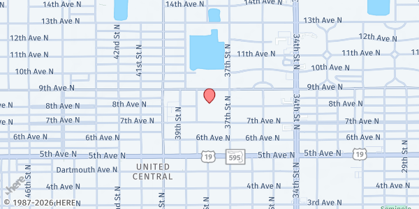 Map showing SA Club at 3800 9th Avenue North, United Central, FL