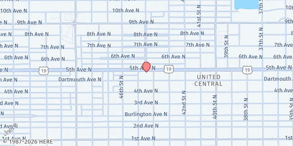 Map showing St. Luke's United Methodist Church at 4444 5th Avenue North, United Central, FL