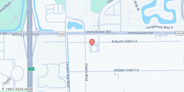 Map showing NAPLES SENIOR CENTER at 6200 Autumn Oaks Lane, Urban Estates, FL