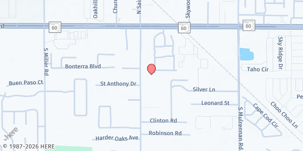 Map showing Iglesia Comunal La Esperanza at 407 S. St. Cloud Ave., Valrico, FL