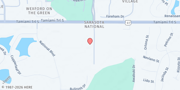 Map showing Colonial Baptist Church at 2400 Taylor Ranch Trail, Venice, FL