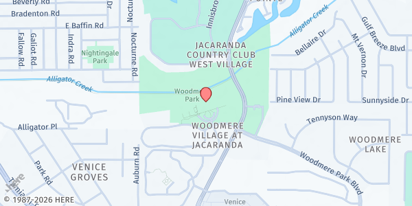 Map showing Woodmere Park at 3951 Woodmere Park Boulevard, Venice, FL