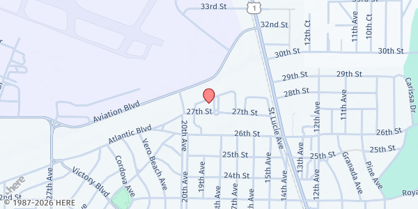 Map showing Indian River County Human Services at 1900 27th St., Vero Beach, FL