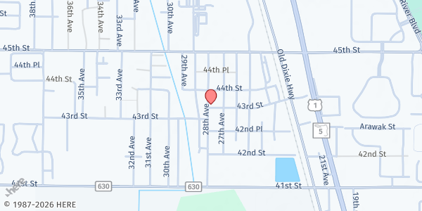 Map showing Light of the World Lighthouse Ministries at 4306 28th Avenue, Vero Beach, FL
