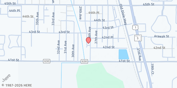 Map showing OUR FATHER'S TABLE SOUP KITCHEN at 4221 28th Ave., Vero Beach, FL