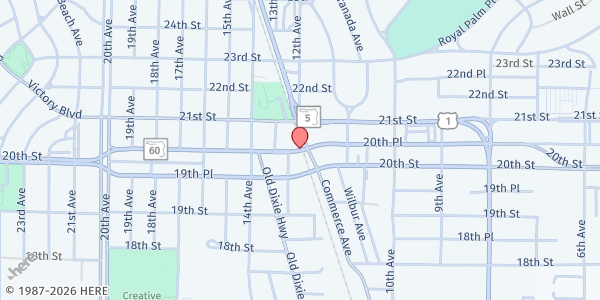 Map showing Saint Helen Catholic Church at 1031 18th Street, Suite F & G, Vero Beach, FL