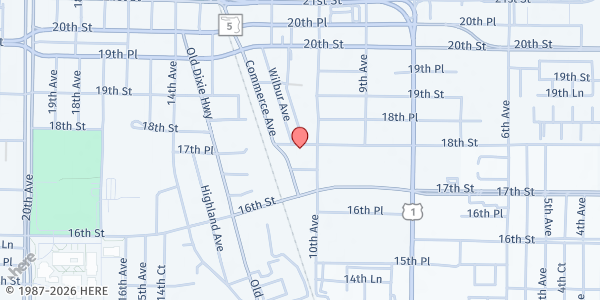 Map showing Saint Helen Catholic Church (Diaper Pantry) at 1031 18th Street, Suite F&G, Vero Beach, FL