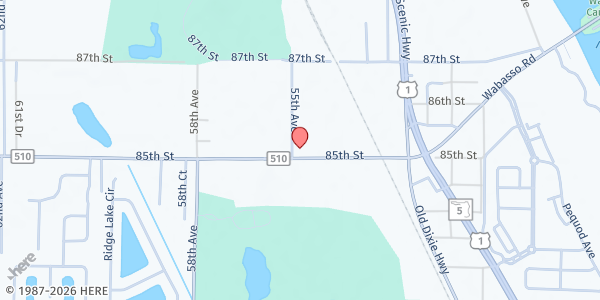 Map showing St. Sebastian Conference of St. Vincent de Paul at 5480 85th Street, Vero Beach, FL