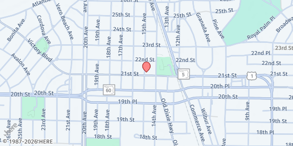 Map showing The Buggy Bunch at 1450 21st Street, Vero Beach, FL