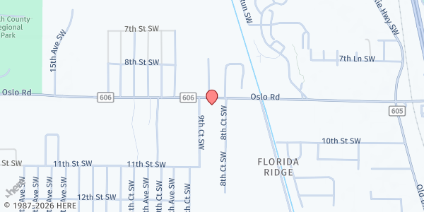 Map showing The Overflow Church at 925 9th Street SW, Vero Beach, FL