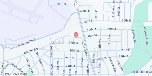 Map showing UNITED AGAINST POVERTY - NORTH VERO BEACH BRANCH at 1400 27th St., Vero Beach, FL