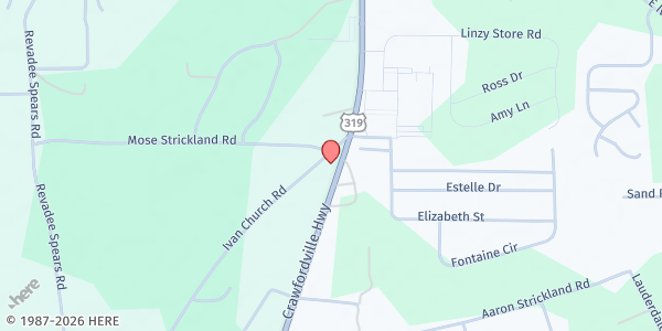 Map showing Promise Land Ministries Food Pantry at 20 Church Rd., Wakulla Springs, FL