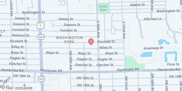 Map showing COMMUNITY ENHANCEMENT COLLABORATION, INC. (CEC) - Washington Park Distribution Site at 5648 Wiley Street, Washington Park, FL