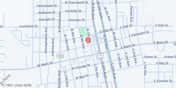 Map showing First Methodist Church of Wauchula at 207 N 7th Ave, Wauchula, FL