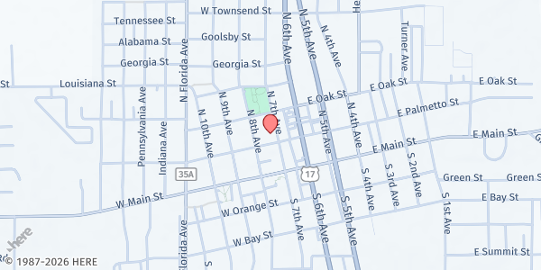 Map showing First UMC Wauchula Feed My Sheep at 207 N. 7th Ave., Wauchula, FL