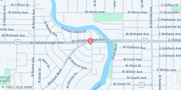 Map showing Meals on Wheels of Tampa - Main Office at 5320 North Boulevard, Wellswood, FL