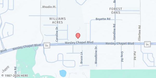 Map showing Atonement Lutheran Food Pantry at 29617 Florida 54, Wesley Chapel, FL