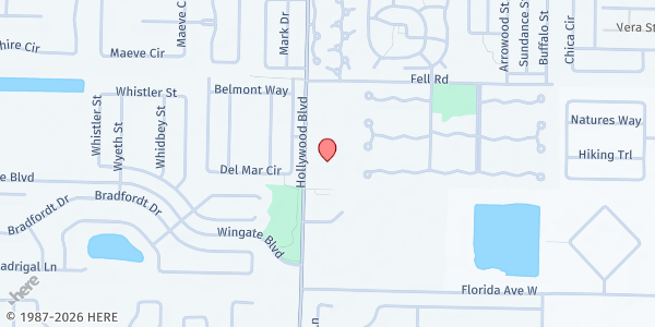 Map showing Melbourne Church of Christ Food Pantry at 810 Hollywood Blvd., West Melbourne, FL