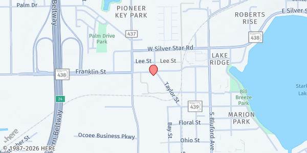 Map showing Christian Service Center/West Orange at 300 West Franklin Street, West Orange, FL