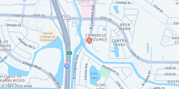 Map showing Coalition For Independent Living Options - Food Pantry at 4400 N. Congress Ave., West Palm Beach, FL