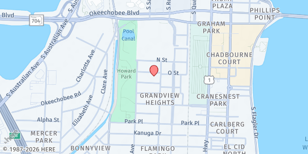 Map showing Emmanuel Deliverance Church of God at 1309 Georgia Ave., West Palm Beach, FL