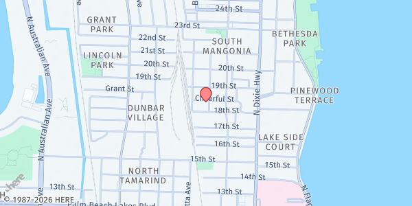 Map showing Extended Hands Community Outreach at 528 Cheerful St., West Palm Beach, FL