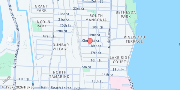 Map showing Feast of the Lord at 523 18th ST, West Palm Beach, FL