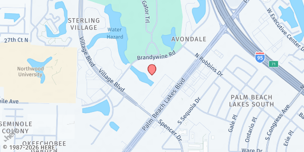 Map showing Feed the Hungry Pantry of PBC at 900 Brandywine Rd, West Palm Beach, FL