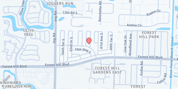 Map showing Feeding the Hungry - Casa del Monte Mobile Home Park at 1651 62nd Ave. S., West Palm Beach, FL