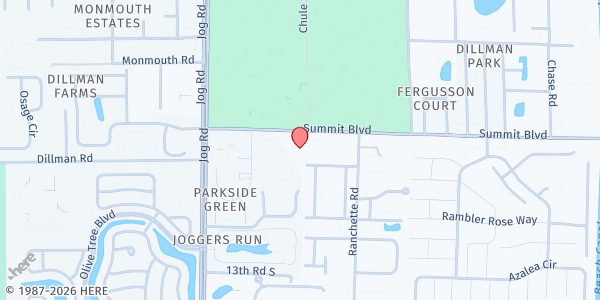 Map showing First SDA Church at 6300 Summit Blvd., West Palm Beach, FL