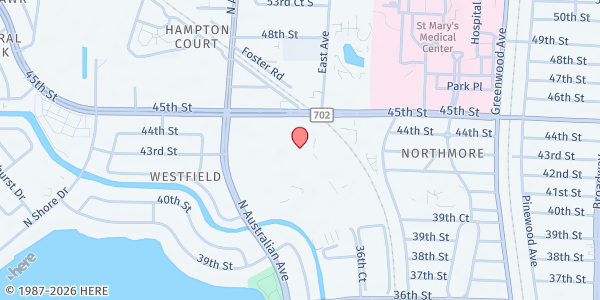 Map showing Florida Department of Health - West Palm Beach at 1150 45th St., West Palm Beach, FL