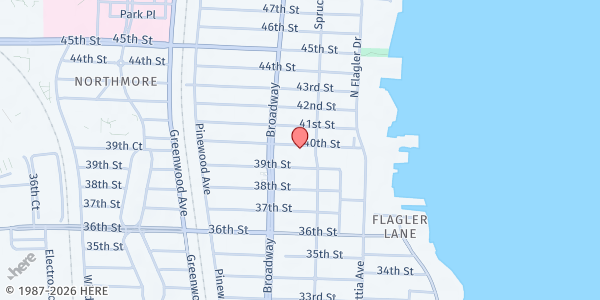 Map showing Northwood United Methodist Church at 4015 Spruce Ave, West Palm Beach, FL