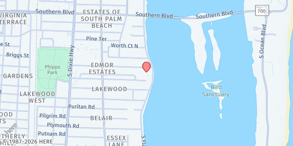 Map showing PALM BEACH HARVEST, INC. at 4601 South Flagler Drive, West Palm Beach, FL