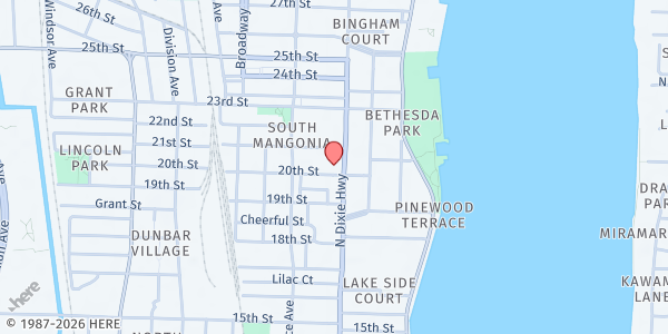 Map showing St. Ann's Place Outreach Center at 2107 North Dixie Highway, West Palm Beach, FL