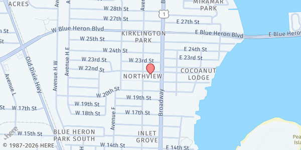 Map showing St. George's Center at 21 W. 22nd St., West Palm Beach, FL