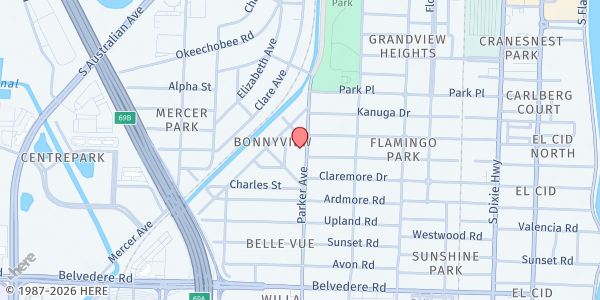 Map showing United Haitian Baptist Church at 2015 Parker Ave, West Palm Beach, FL